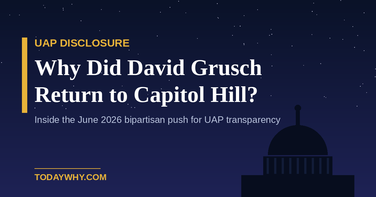 Why Did David Grusch Return to Capitol Hill? The June 2026 UAP Disclosure Push Explained
