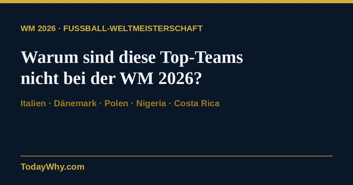 Warum sind diese Top-Teams nicht bei der WM 2026?