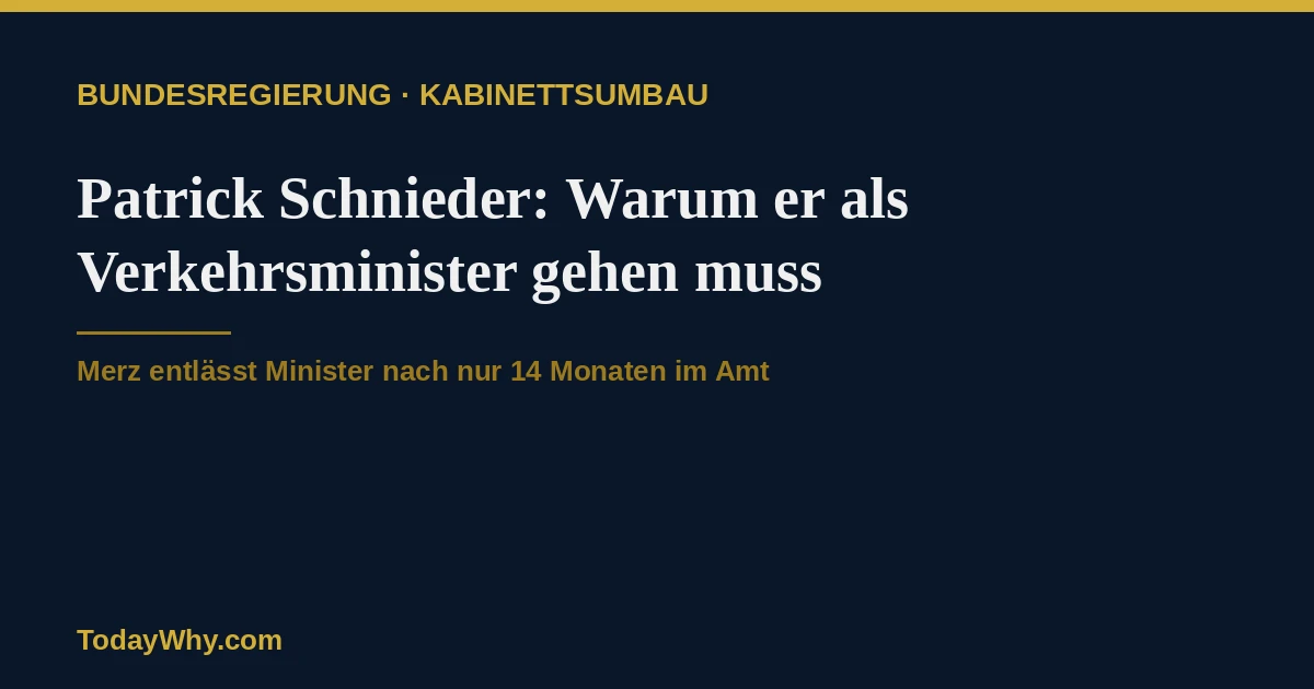 Patrick Schnieder: Warum der Verkehrsminister gehen muss