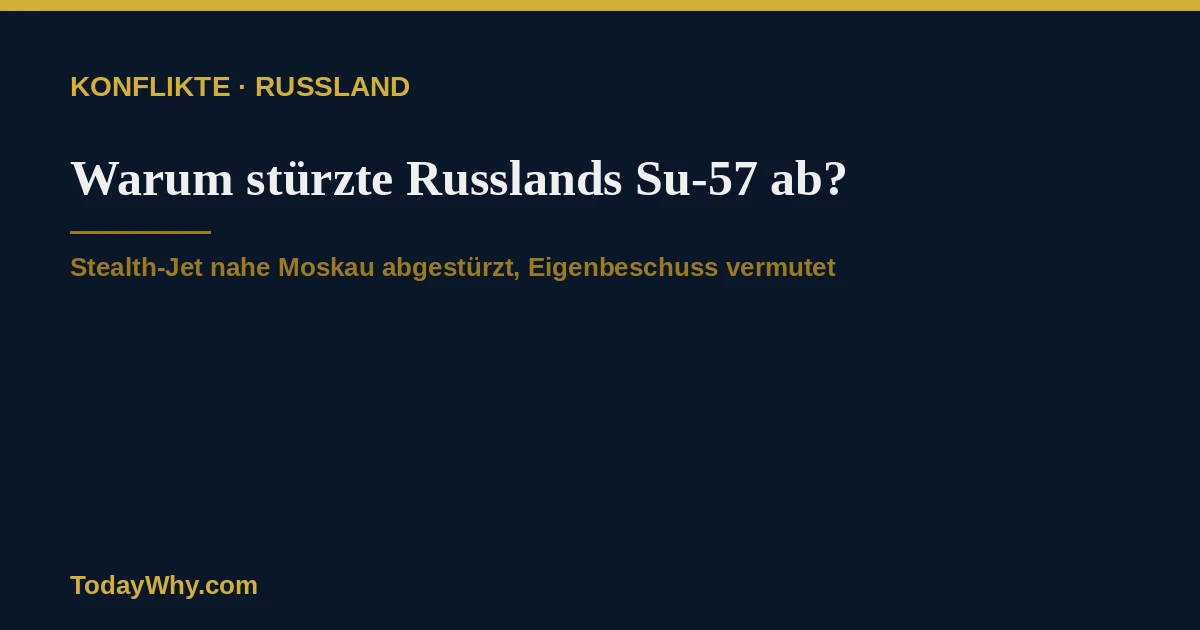 Warum stürzte die Su-57 nahe Moskau ab?
