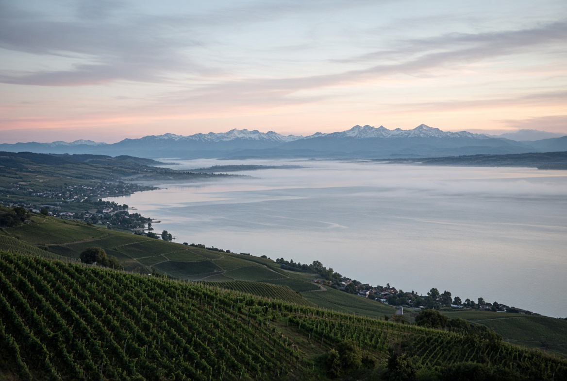 Bodensee im Morgenlicht vor den Alpen – Warum Erdbeben am Bodensee