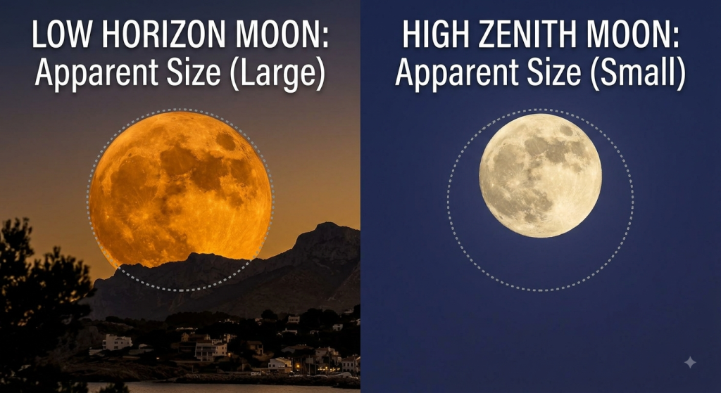The Moon Illusion: Why a Low Moon Looks Unnaturally Massive