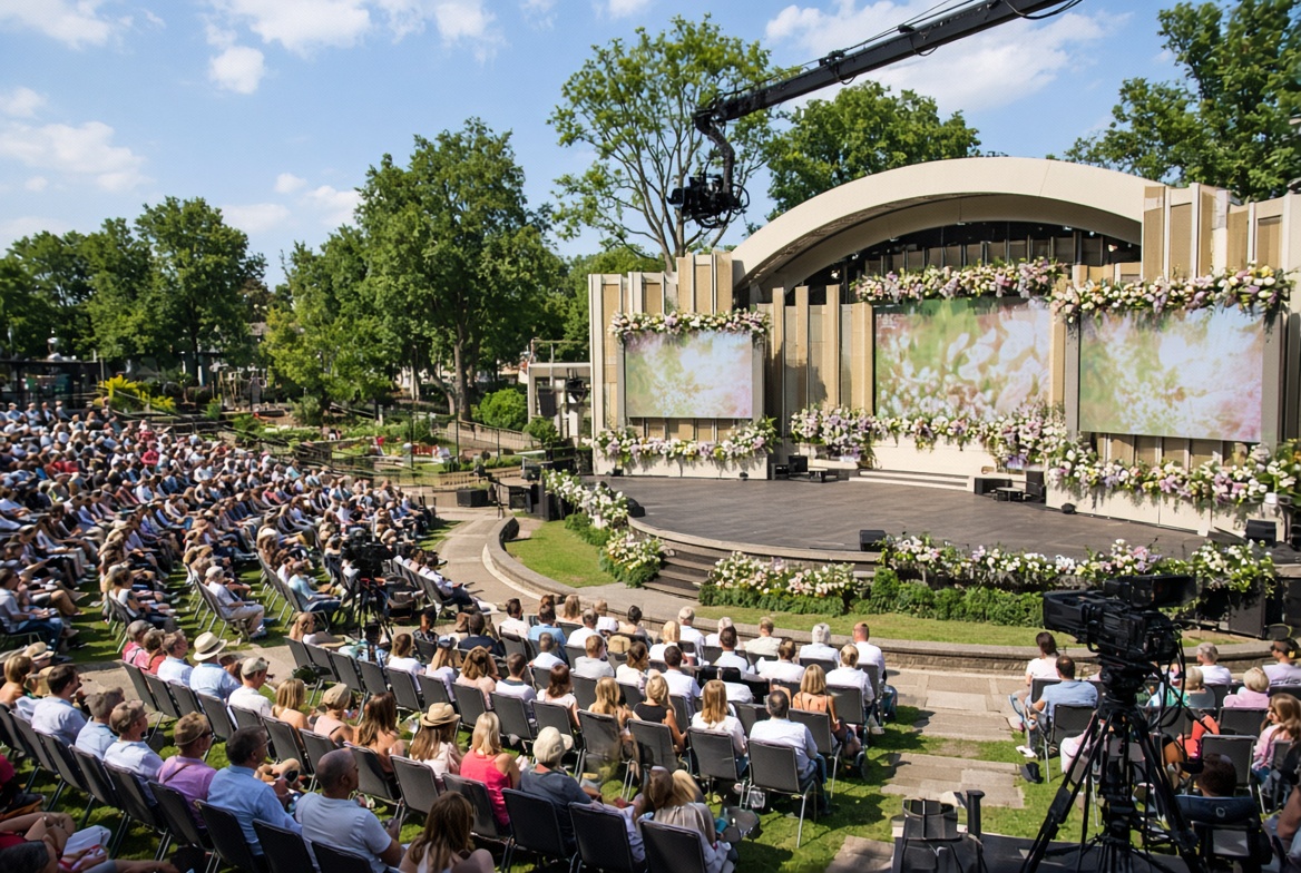 Open-Air-Bühne einer Live-Musikshow im Sommer – Warum Immer wieder sonntags abgesetzt wird