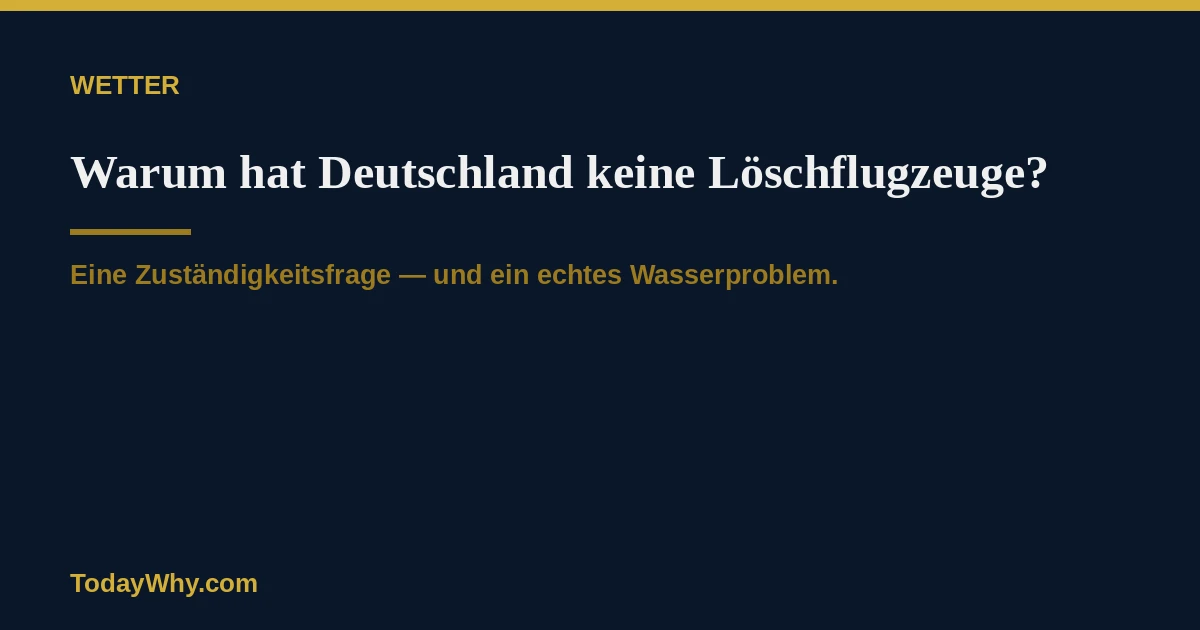 Warum hat Deutschland keine Löschflugzeuge?