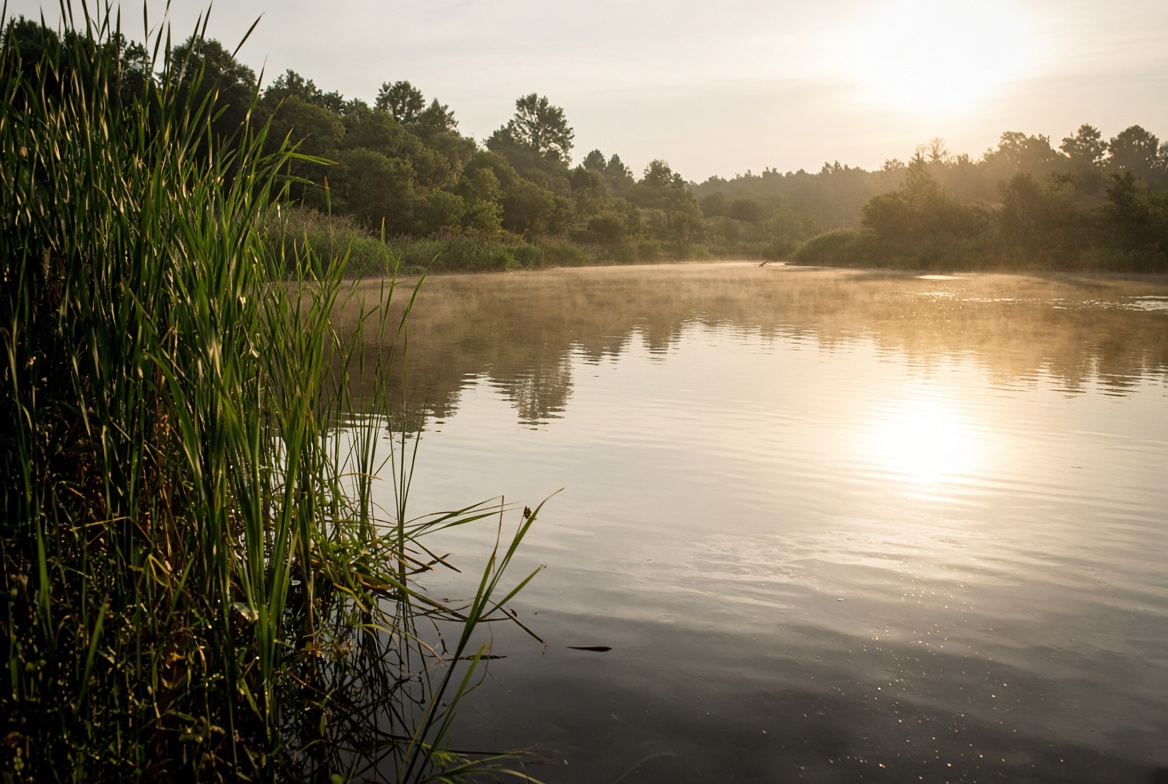 Warmer Süßwassersee im Sommerlicht – Warum hirnfressende Amöbe gefährlich