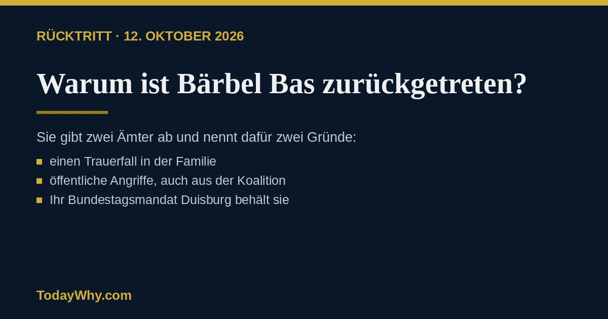 Warum ist Bärbel Bas zurückgetreten – Rücktritt vom SPD-Vorsitz und Arbeitsministerium am 12. Oktober 2026